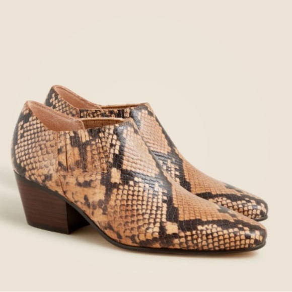 J.Crew Piper low ankle boots in snake-embossed Italian leather NEW SZ 9 - Picture 1 of 7